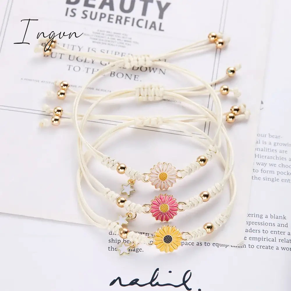 1Pcs New Fashion Simple Colorful Sunflower Star Handwoven Bracelet For Women Sweet Elegant Party