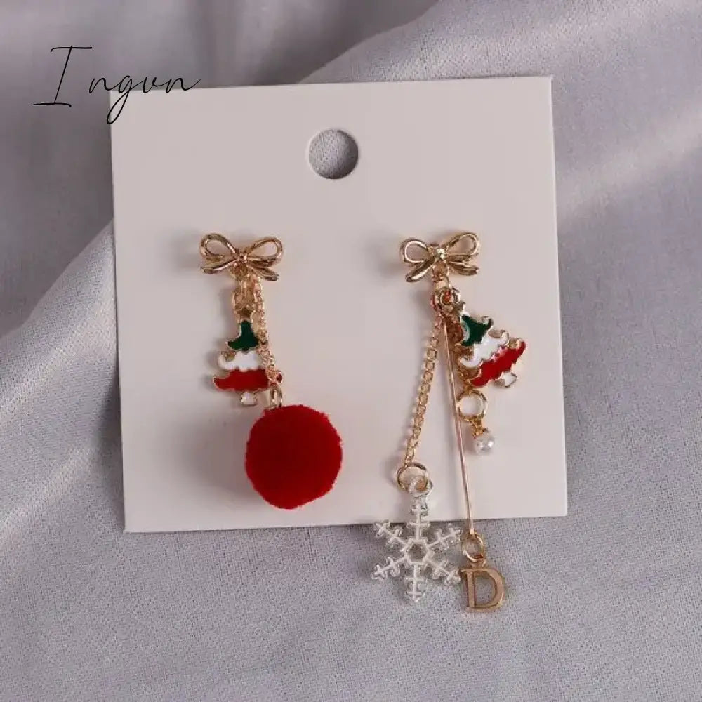 Colourful Zircon Christmas Tree Earrings For Women Sparkling Crystal Snowflake Elk Earring Girls