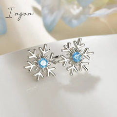 Crystal Zircon Snowflake Stud Earrings For Women Shiny Rhinestone Charm Earring Girls Christmas New