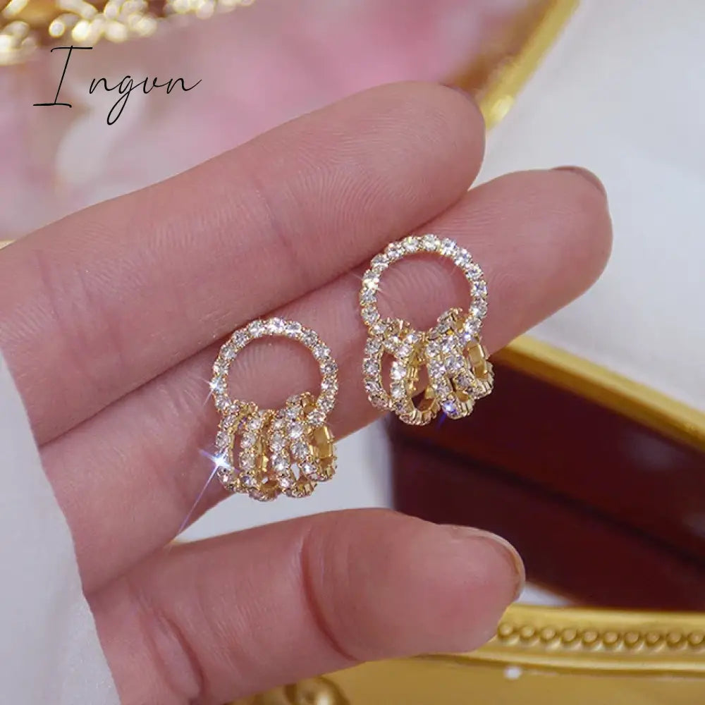 Hot Sale Exquisite Luxury Zircon Stud Earrings For Women Aaa Shiny Rhinestone Geometrical Earring