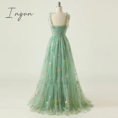 Ingvn - 2023 Elegant Party Dress Prom Dresses Mint Green Adjustable Straps Shiny Love Tulle Tea