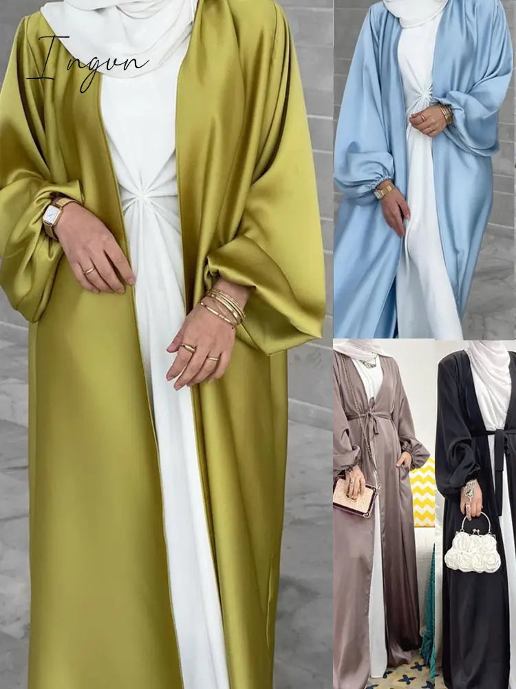 Ingvn - 2023 Summer Puff Sleeve Muslim Abaya Women Dress Elegant Modest Morocco Party Long Islamic