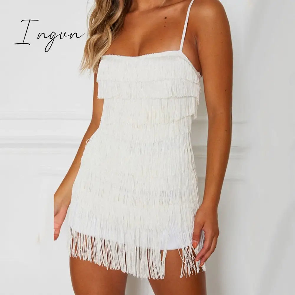 Ingvn - 2023 Trends Tassel Summer Dresses Female Halter Backless Casual Club Mini Dress Sexy Fringe