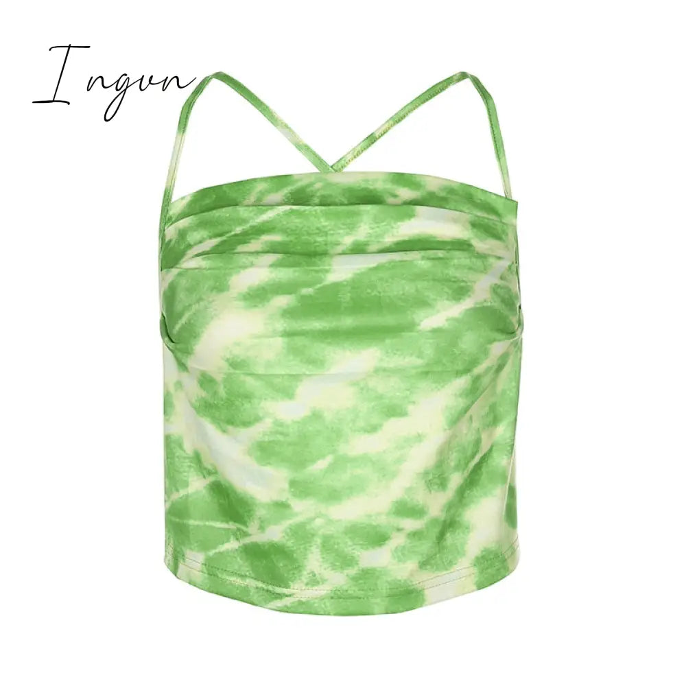Ingvn - 80S Fashion 21 Style Sexy Vintage Strappy Y2K Halter Crop Top Women Summer 90S Backless