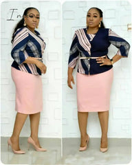 Ingvn - African Clothes 5Xl 6Xl Plus Size Suit Two Piece Set Women Dresses For Print Top&Pencil