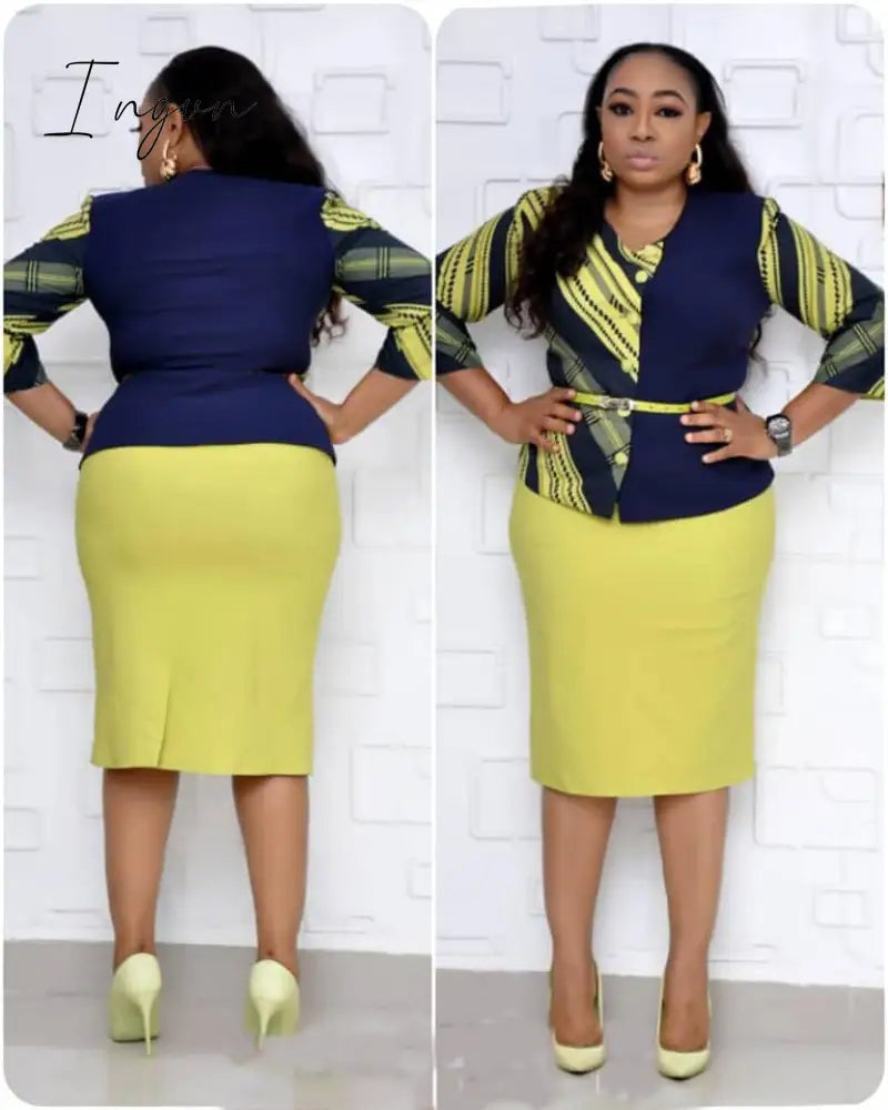 Ingvn - African Clothes 5Xl 6Xl Plus Size Suit Two Piece Set Women Dresses For Print Top&Pencil