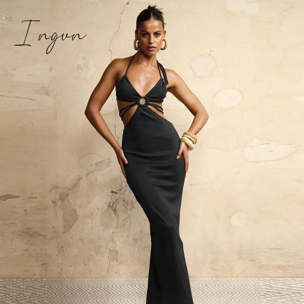 Ingvn - Bandage Sexy Backless Maxi Dresses Club Party Summer Holiday Dress Cut Out Sleeveless