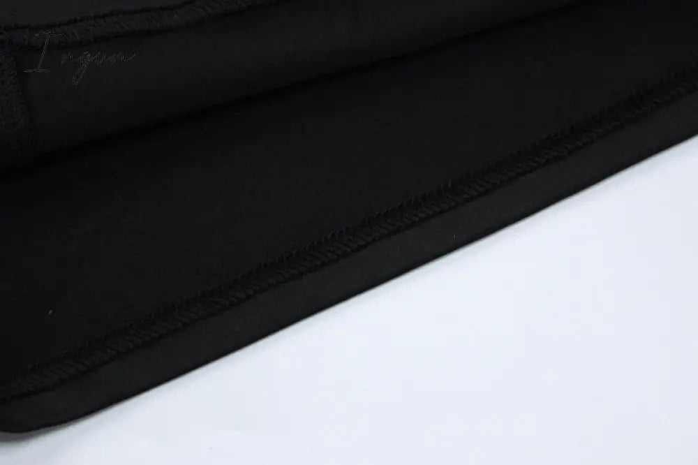 Ingvn - Black Villus Sexy Dress Women 2023 New Long Sleeve Bodycon Midi Autumn Winter Elegant Club