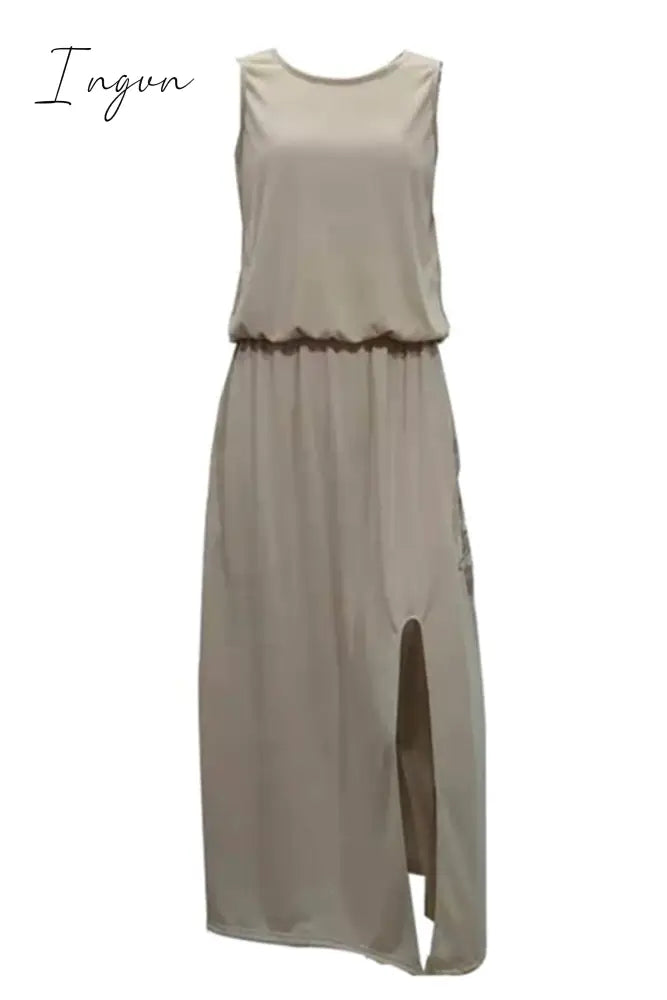 Ingvn - Bohemian Sleeveless Side Slit Maxi Dress