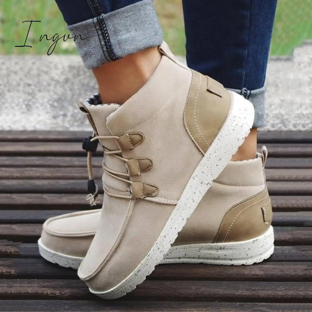 Ingvn - Casual Laced Front Ankle Boots