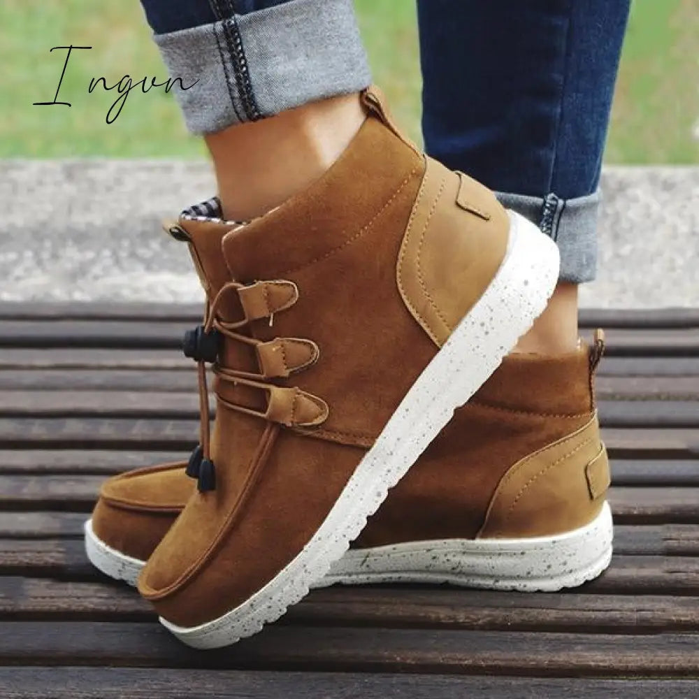 Ingvn - Casual Laced Front Ankle Boots