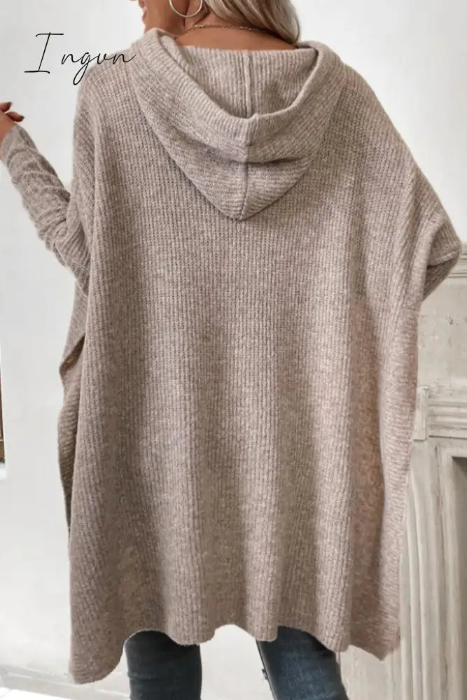 Ingvn - Casual Simplicity Solid Frenulum Hooded Collar Long Sleeve Dresses Dresses/Sweater