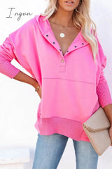 Ingvn - Casual Solid Pocket Buckle Hooded Collar Tops(14 Colors) Pink / S Tops/Sweats & Hoodies