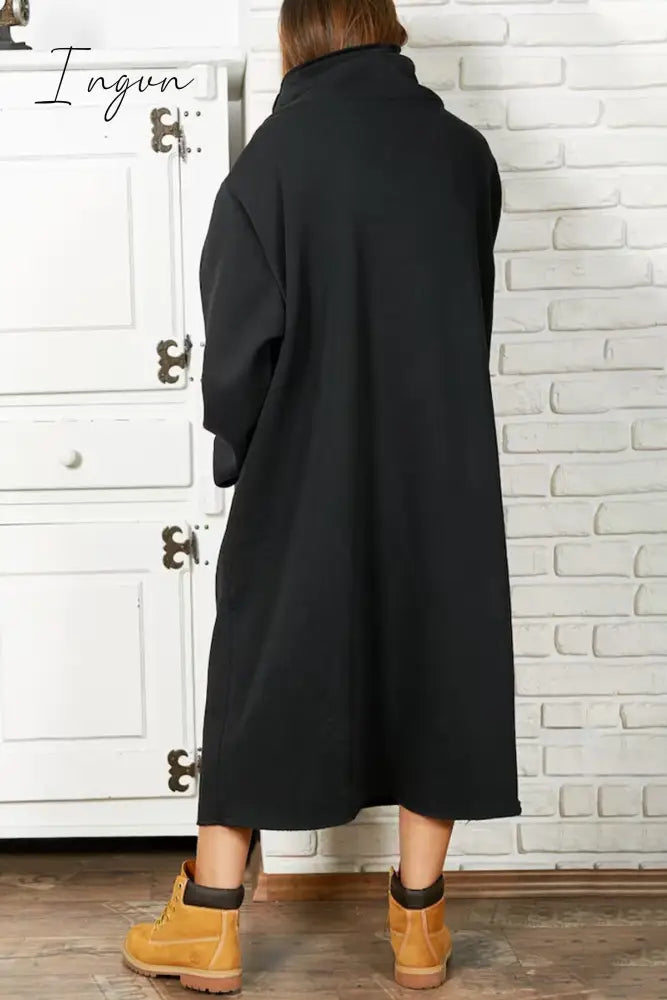 Ingvn - Casual Solid Pocket Turtleneck Long Sleeve Dresses Dresses/Casual