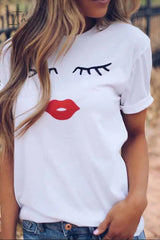 Ingvn - Colorful Round Neck Print T-Shirt Xs / White Tops