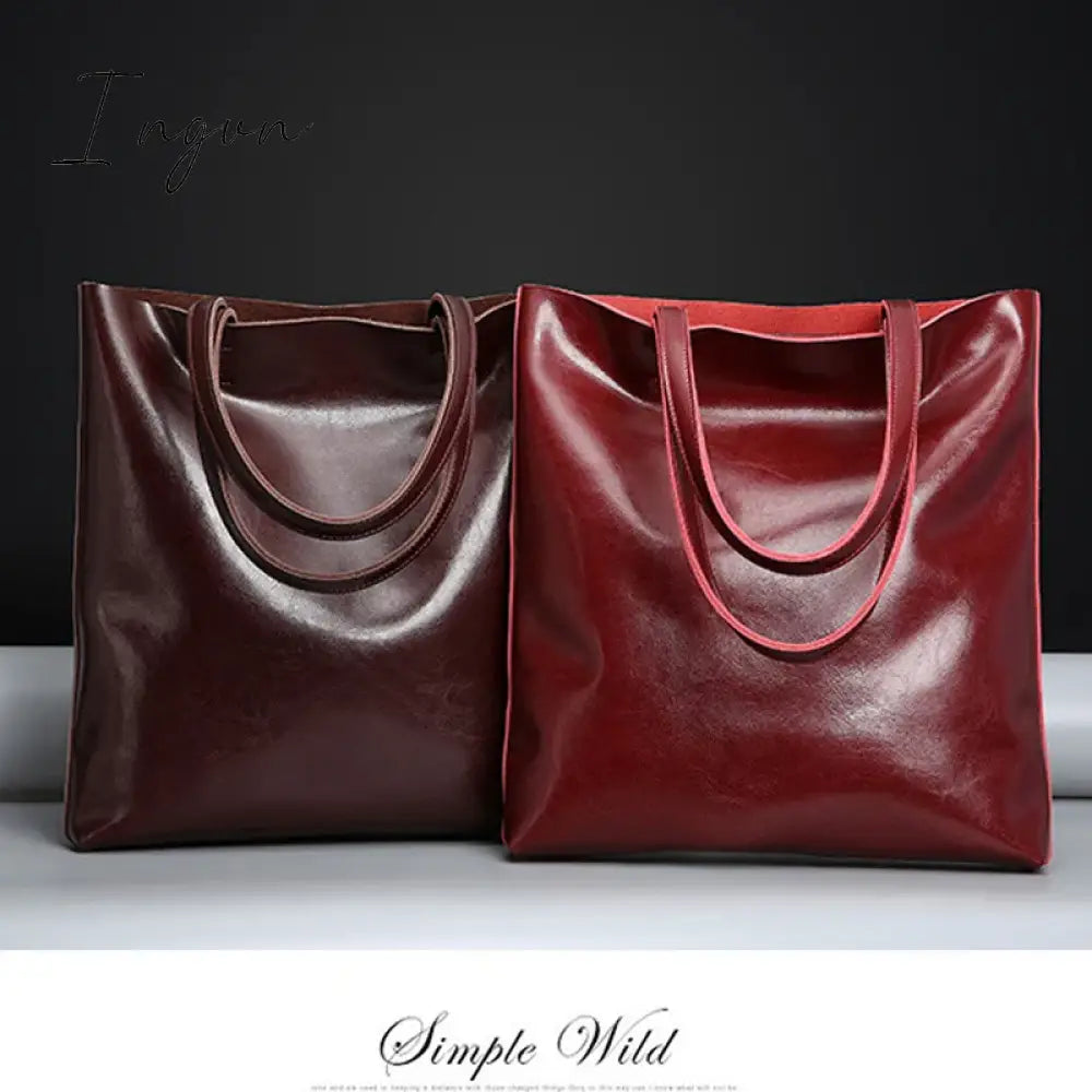 Ingvn - Cow Leather Bag Ladies Genuine Handbags Big Women Large Vintage Female 2024 Office Hand