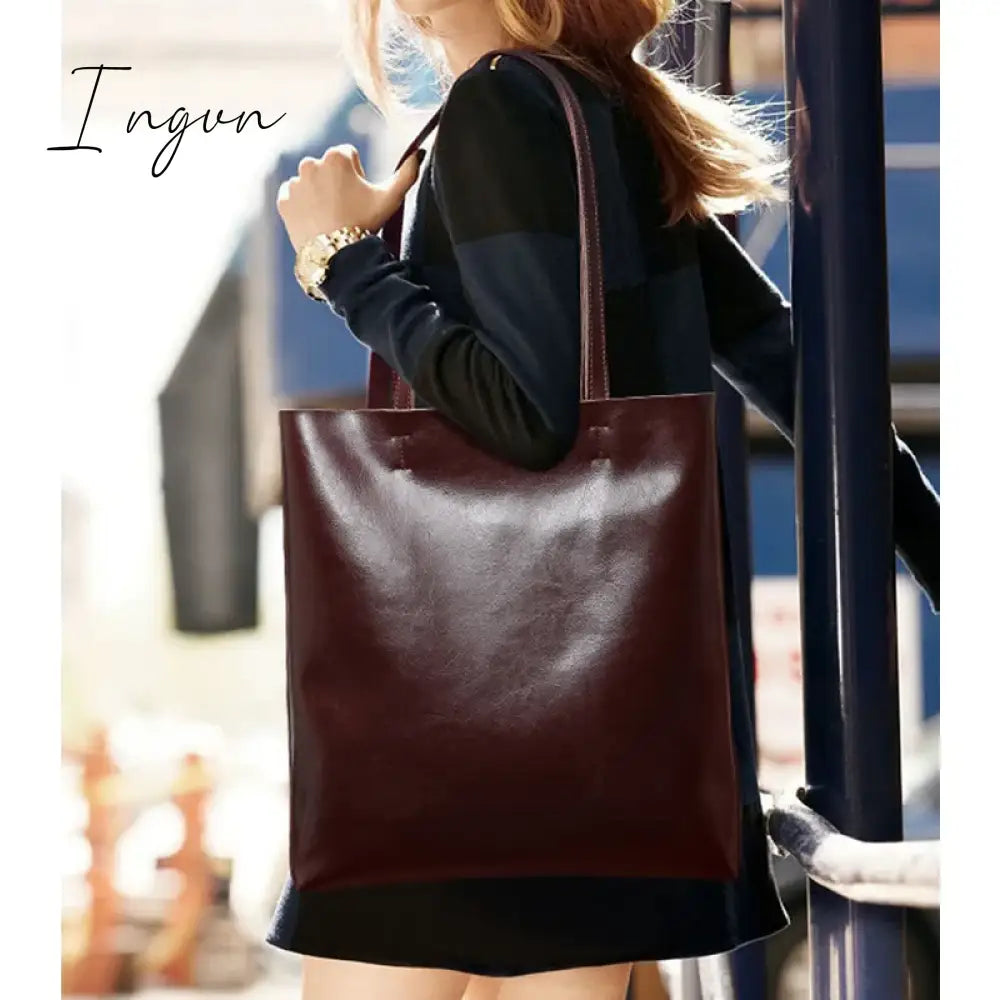 Ingvn - Cow Leather Bag Ladies Genuine Handbags Big Women Large Vintage Female 2024 Office Hand