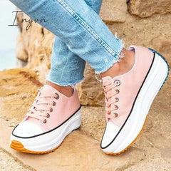 Ingvn - Daily Lace Up Non-Slip Platform Sneakers Pink / 5