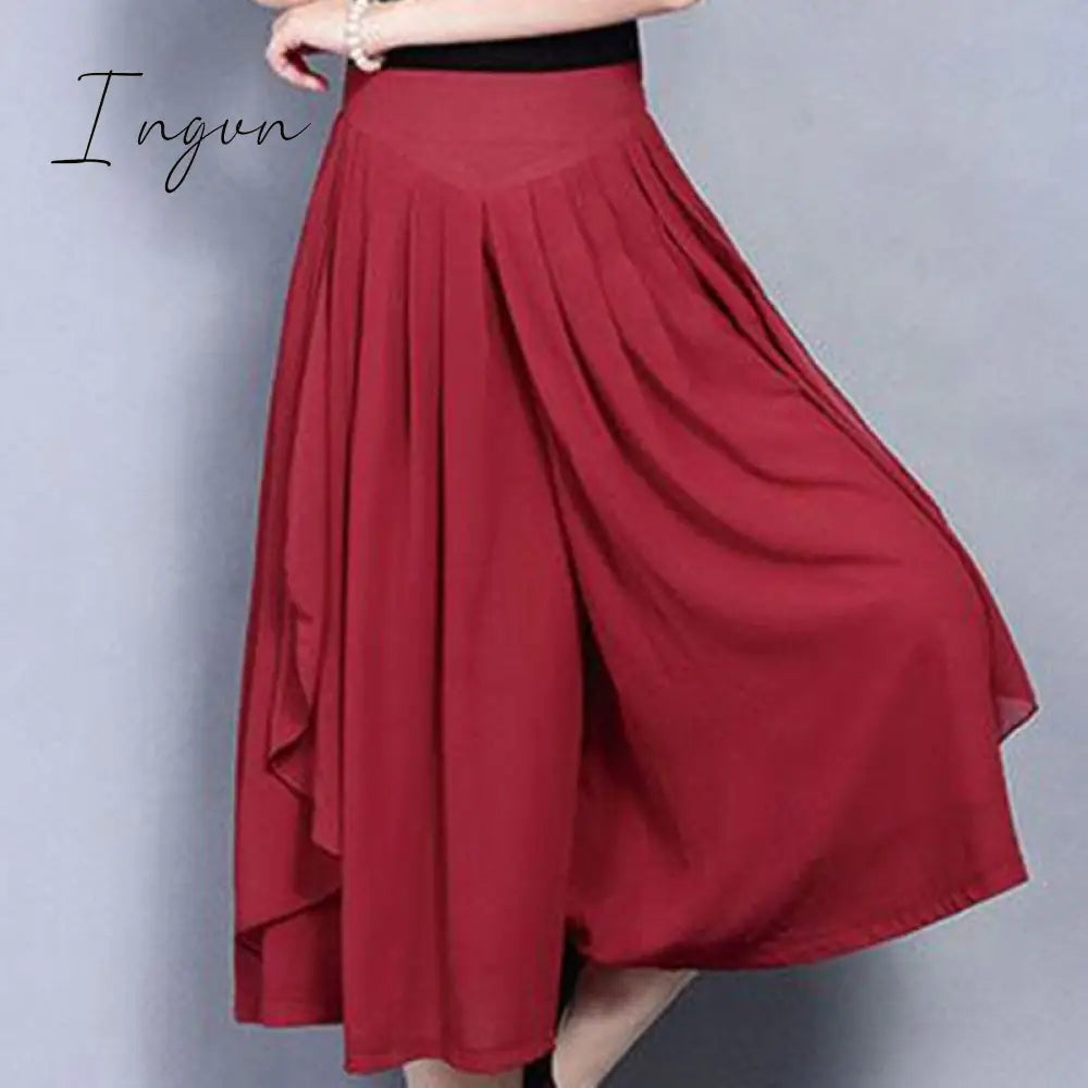Ingvn - Elegant Fashion Elastic High Waist Folds Ruffles Pants Women’s 2023 New Office Lady