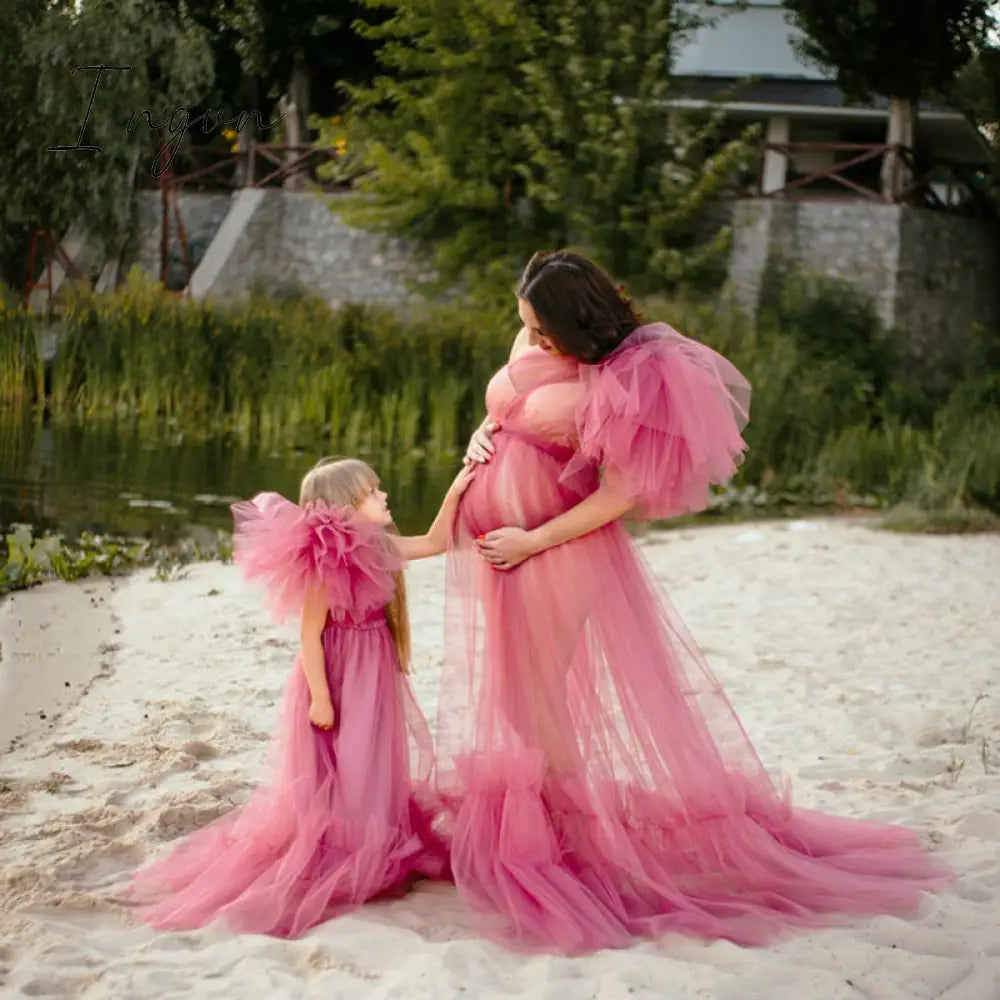 Ingvn - Elegant One Shoulder Tulle Maternity Dresses See Through Sexy Women Plus Size Dressing