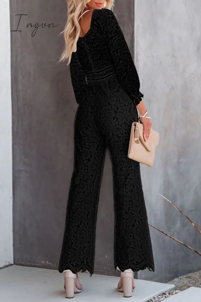 Ingvn - Embroidery Lace V Neck Regular Jumpsuits & Rompers/Jumpsuits
