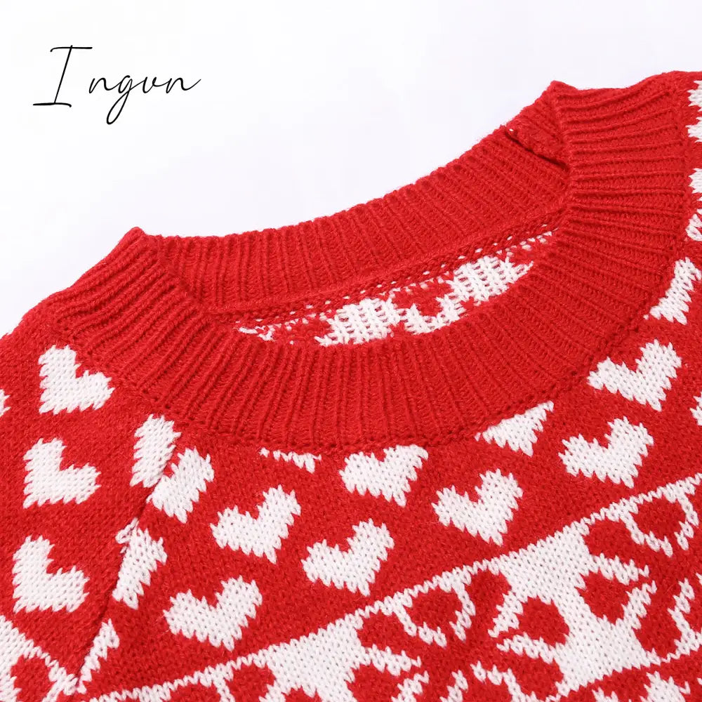 Ingvn - Fashion Autumn Winter Long Sleeve Loose Christmas Dresses Ladies Print A - Line Mini Dress