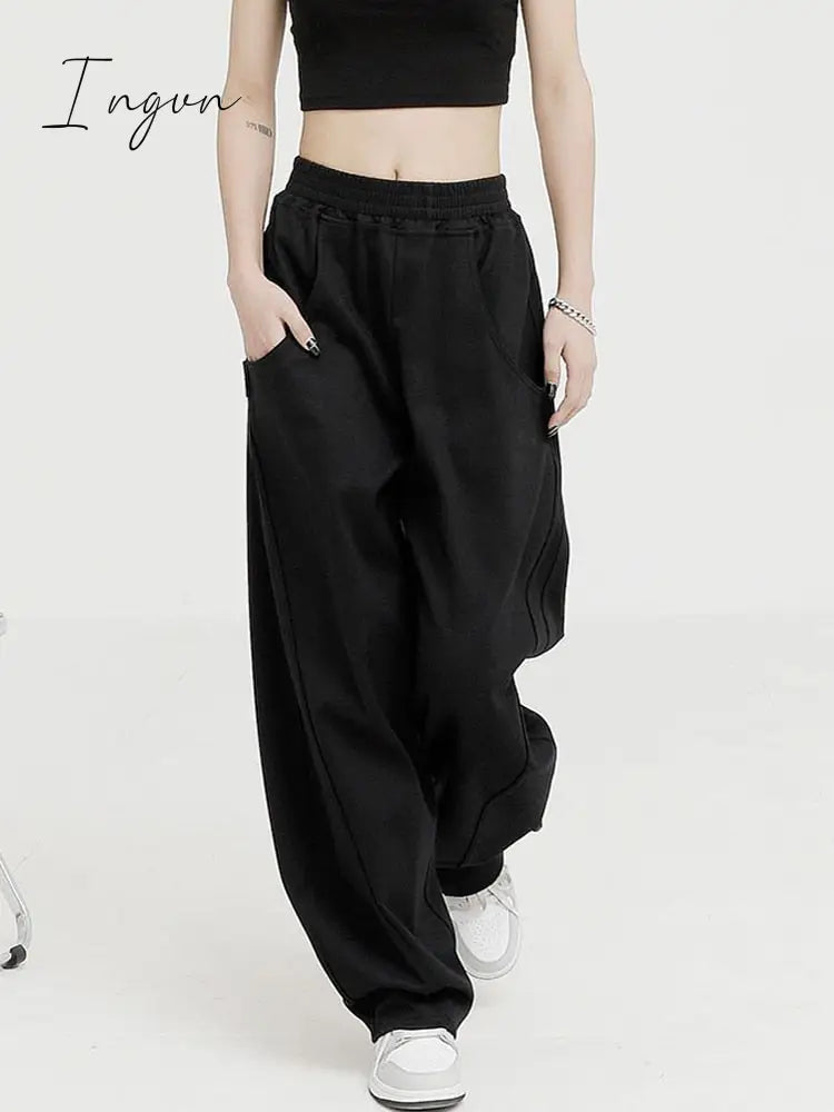 Ingvn - Fashion Bf Oversize Sweatpants Streetwear High Waist Women Loose Y2K Wide Leg Pants Korean