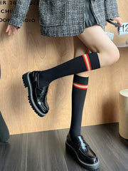 Ingvn - Fashion College Style Striped Stockings Accessories Black / One_Size Warmers