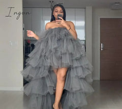Ingvn - Fashion Hi Low Puffy Tiered Tulle Women Drsee Plus Sizeto Party Dresse Pretty Dressing