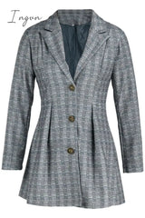 Ingvn - Fashion Street Plaid Buckle Turn-Back Collar Outerwear(3 Colors) Outerwear/Suit Jacket