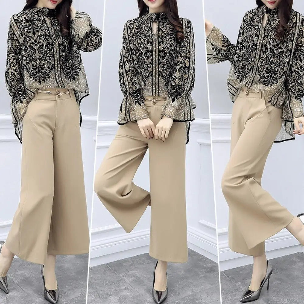 Ingvn - Fashion Trends Chiffon Pantsuits Women Wide Leg Pant Suits For Mother Of The Bride Outfit