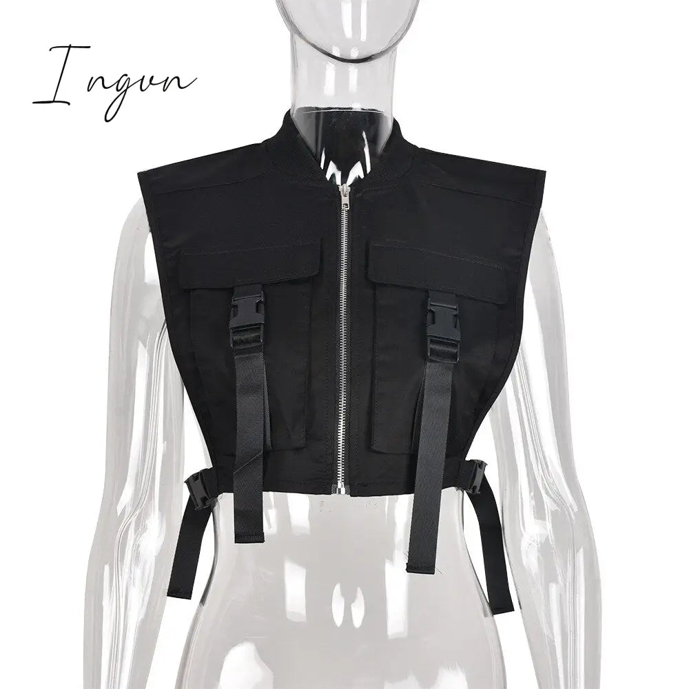 Ingvn - Fashion Vest Jacket For Women 2023 Spring New Solid Color Sleeveless Slim Crop Tops Vest