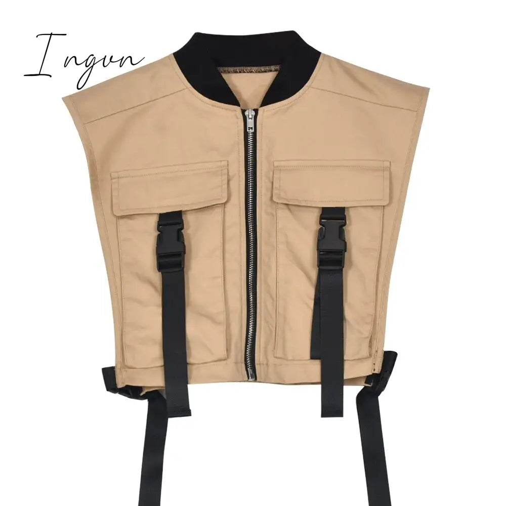 Ingvn - Fashion Vest Jacket For Women 2023 Spring New Solid Color Sleeveless Slim Crop Tops Vest