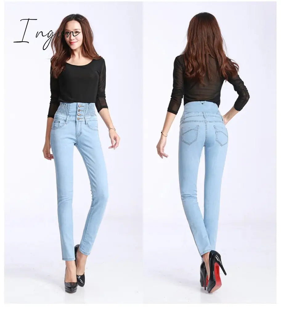 Ingvn - Fashion Women Denim Pants Elastic High Waist Skinny Stretch Jean Female Spring/Autumn Jeans