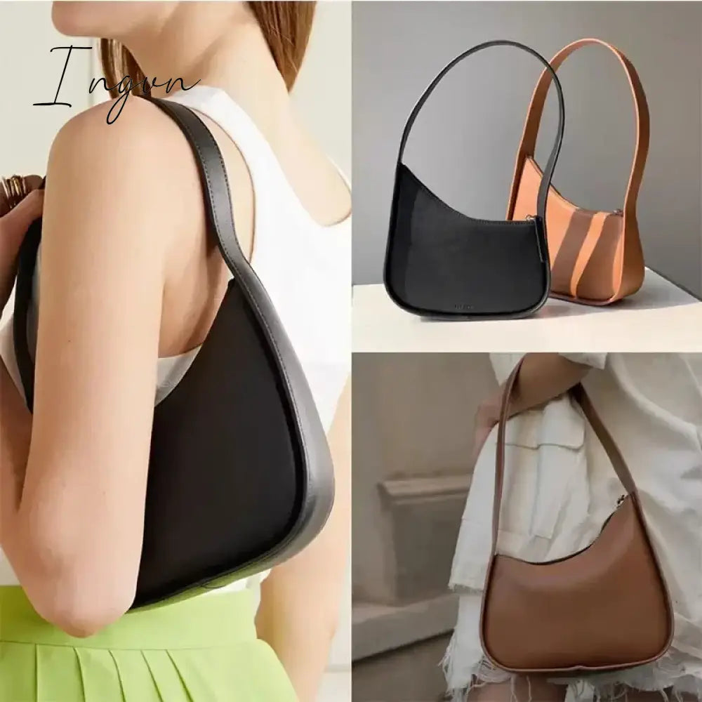 Ingvn - First Layer Cowhide New Leather The Moon-Shaped Row Ladies Handbag Top Underarm Lcu Mini Bag
