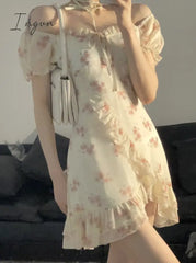 Ingvn - Floral Elegant Short Sleeve Dress Woman Casual 2023 Summer Sexy Party One Piece Korean