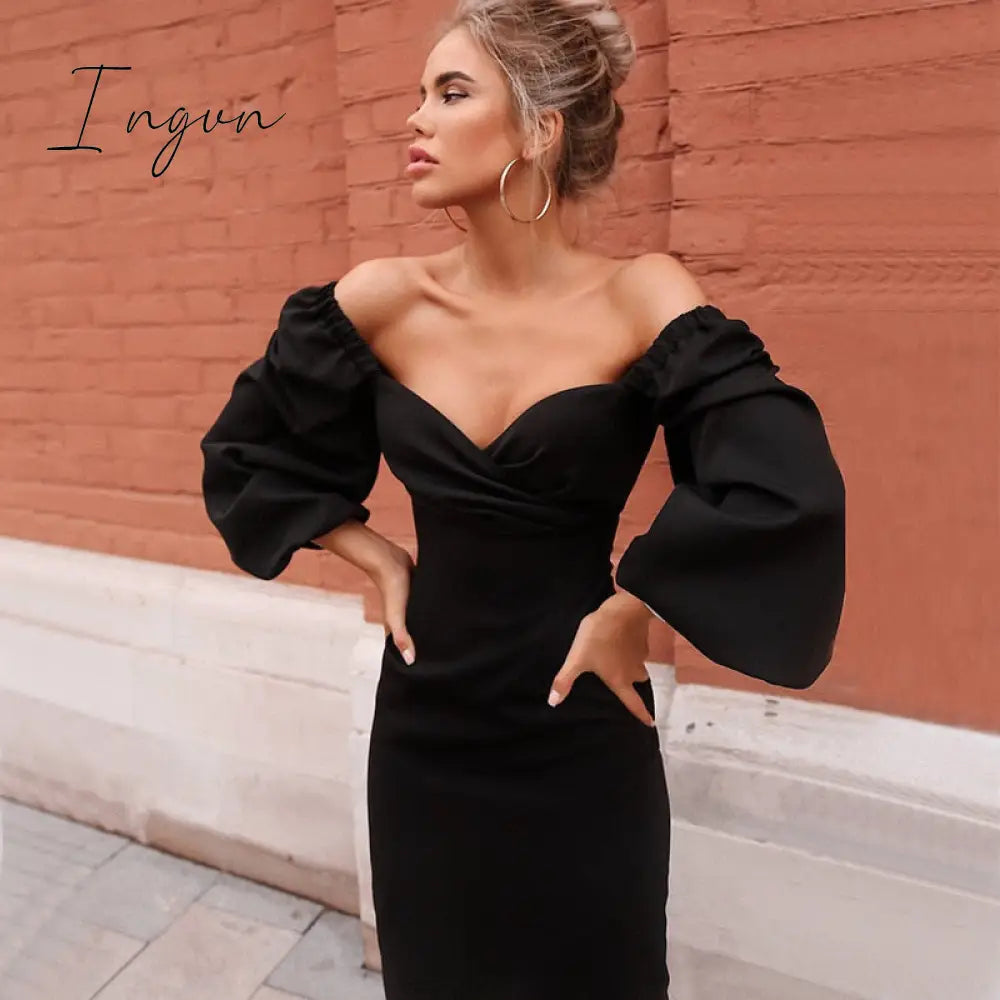 Ingvn - Floral Summer Women’s Dress Sexy Strapless High Waist Elegant Party Dresses Lace Trim