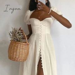 Ingvn - Flower Print Sexy Long Dress For Women High Split Night Club Party Dresses Backless Bodycon