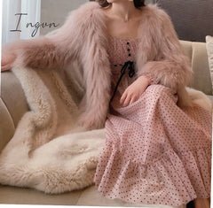 Ingvn - French Vintage Midi Dress Women Puffer Sleeve Square Collor Office Elegant Female Spring
