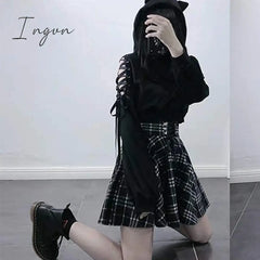 Ingvn - Gothic Lolita Skirt Female S - Xl Multi - Size Autumn And Winter High Waist Lace - Up Short