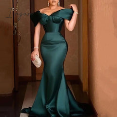 Ingvn - Green Off Shoulder Elegant Evening Party Dress Sexy Celebrity Mermaid Maxi Vestidos Luxury