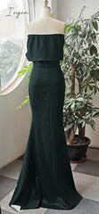 Ingvn - Green Off Shoulder Elegant Evening Party Dress Sexy Celebrity Mermaid Maxi Vestidos Luxury