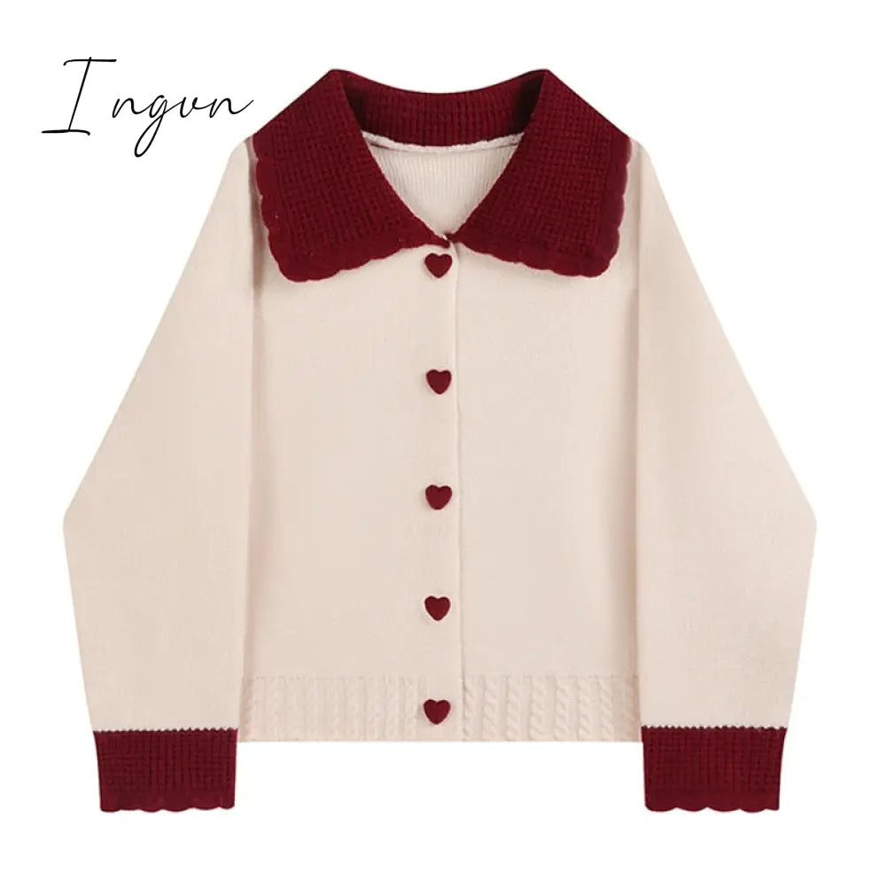 Ingvn - High Quality Women’s Cashmere Sweater Loose Casual Turn-Down Collar Single Breasted