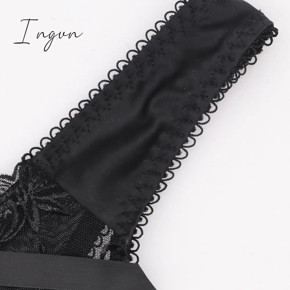 Ingvn - Hot 2Pcs Women Sexy Ultra - Thin Breathable Floral Lingerie Sets Bras + Thongs