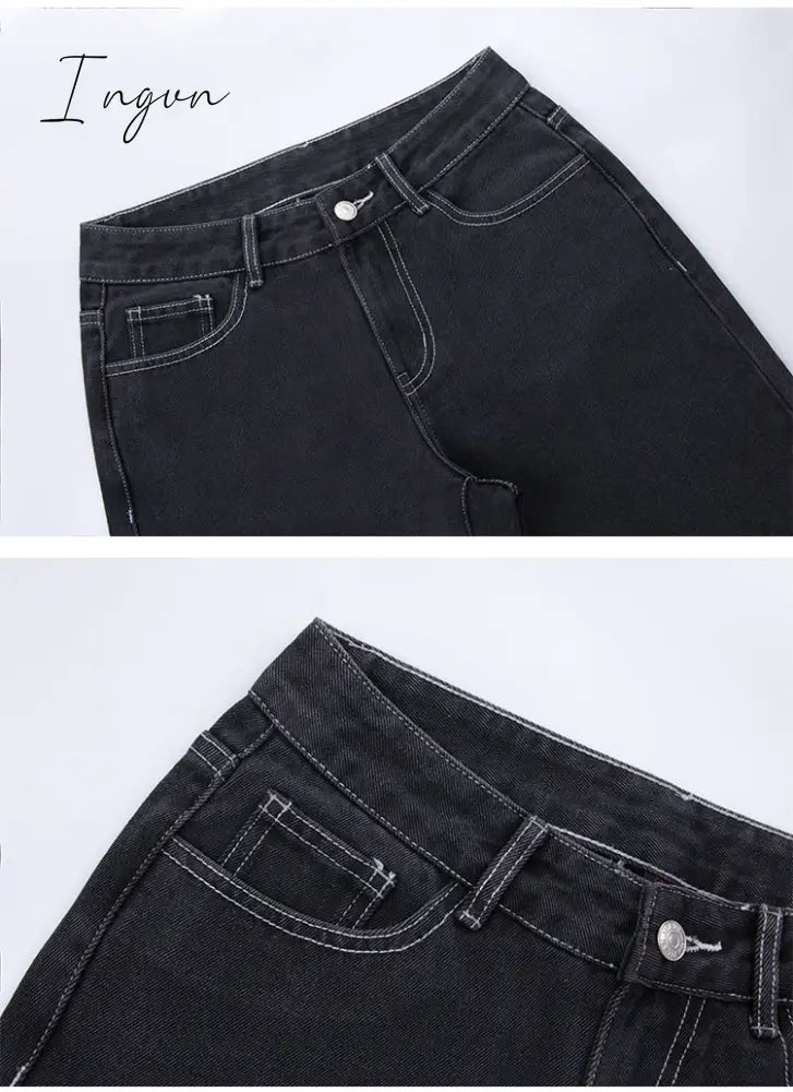 Ingvn - Hot Sell Quality Low Waist Jeans Women Baggy 2023 New Fashion Straight Leg Pants Y2K Denim