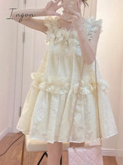 Ingvn - Japanese Lolita Kawaii Mini Dress Women Korea Sweet Suspender Party Female France Elegant