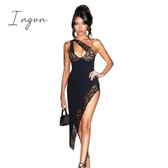 Ingvn - Lace Strapless Party Dresses Women Sexy Hollow Out Birthday Outfits Lady Casual Sleeveless