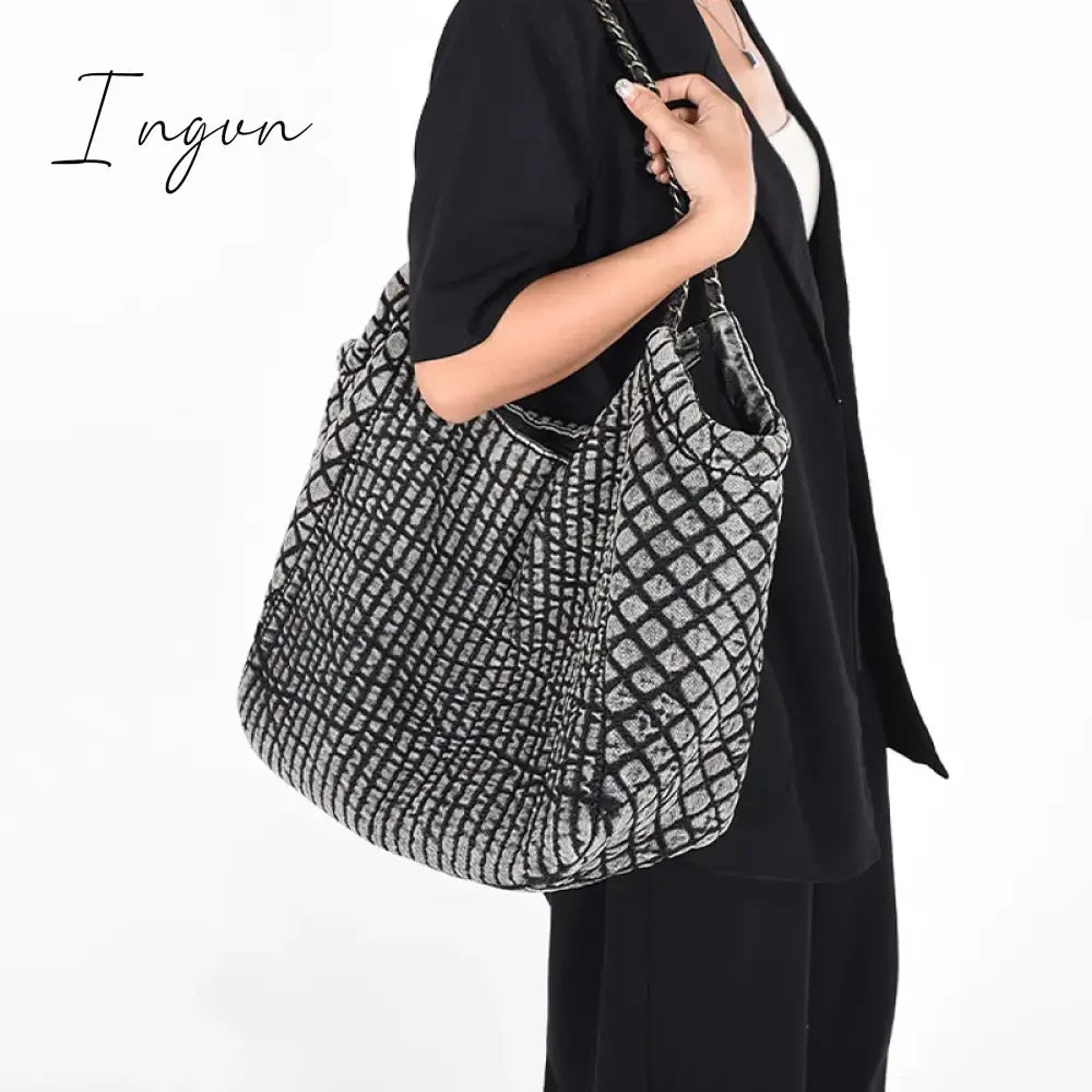 Ingvn - Large Capacity Tote Bags For Women Luxury Designer Handbags And Purses 2024 New In Denim