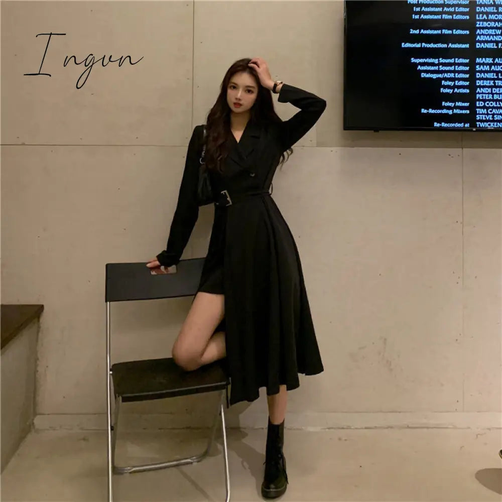 Ingvn - Long Sleeve Dresses Women Bandage Punk Streetwear Hipster Vestidos Mujer Elegant Popular