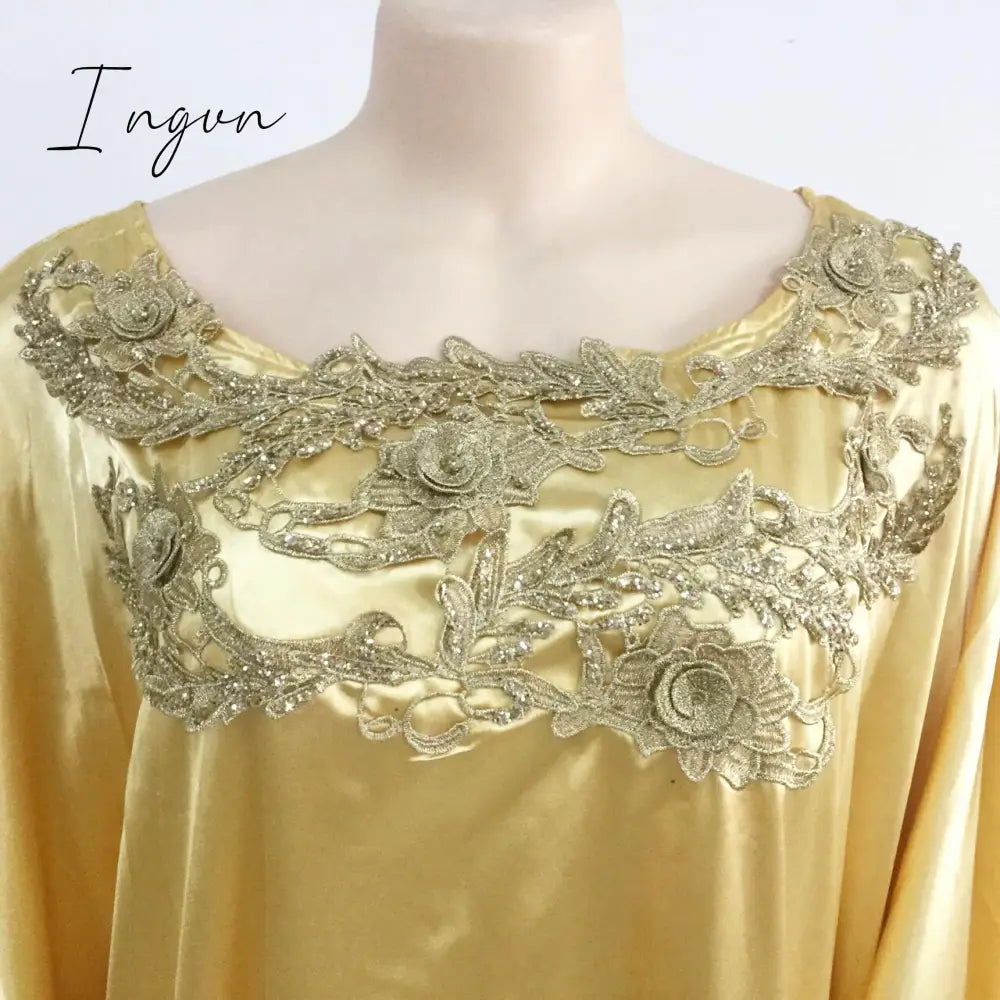 Ingvn - Lotus Leaf Digital Print Maxi Dress Spring And Summer Retro Style African Ladies Loose V -